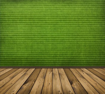 Vintage green interior with wooden floor