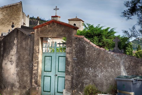 Entrance to a cemetery in Contignac, southern France 2017