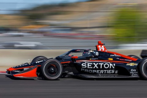 SANTINO FERRUCCI (14) of Woodbury, Connecticut practices for the Firestone Grand Prix of Monterey