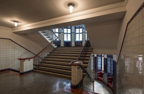Hamburg Kontorhaus CHILEHAUS, built 1922-24 by Fritz Höger, staircase on the first floor