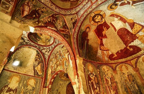 Frescoes.Çarikli kilise (sandal church), Open-air museum.Göreme.Cappadocia.Turkey