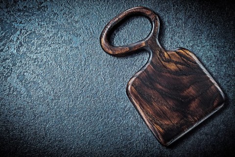 Oak wood vintage cutting board close up