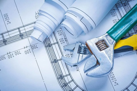 Adjustable spanners and blueprint rolls construction concept