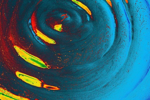 Beautiful abstract art of Ebru marbling painting techniques on water with paints