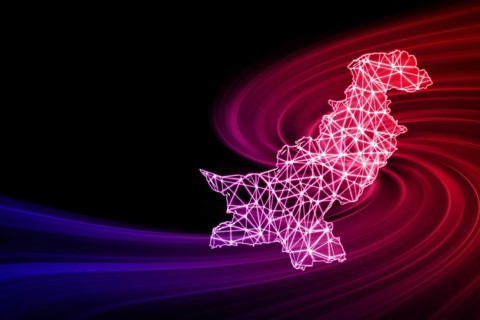 Map of Pakistan, Polygonal mesh line map, modern map