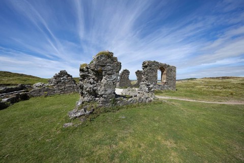 Ruins of the ruined St Dwynwen Church, Llanddwynn Island, Newborough, Anglesey, Wales, Great