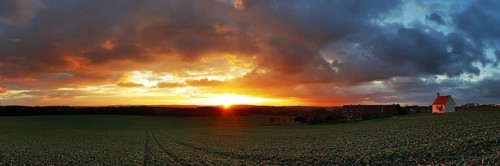 Panorama, sunset in the Ried