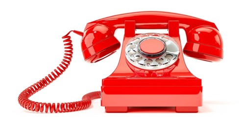 3d illustration of an old red phone