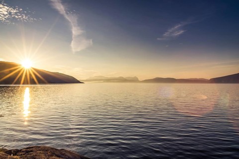 Landscape photography of the evening mood at the Sognefjord in Norway in the summer. Beautiful
