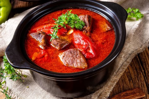 A real Hungarian goulash with beef and paprika