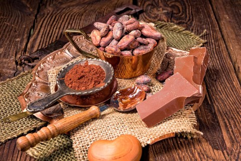 Chocolate cocoa and cocoa beans