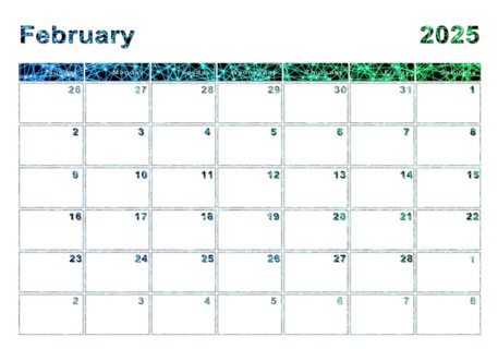 February 2025 calendar, week start Sunday, modern design