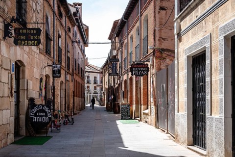Lerma, Spain, April 16, 2019: Scenic view of the old medieval town of Lerma in Burgos, Castile and