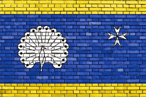 Flag of Ermelo painted on brick wall