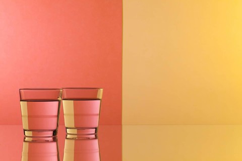 Glasses of water on the glass table