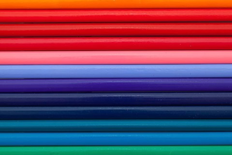 Detail of rainbow colorful Pencil on the table
