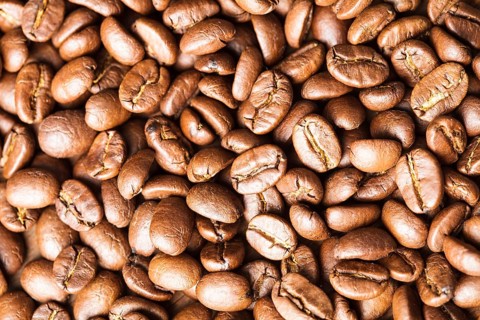 Close up view of roasted coffee beans