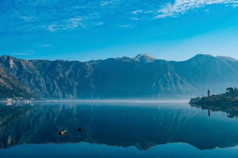 Kotor Bay in Montenegro. Mountains, canyons sea
