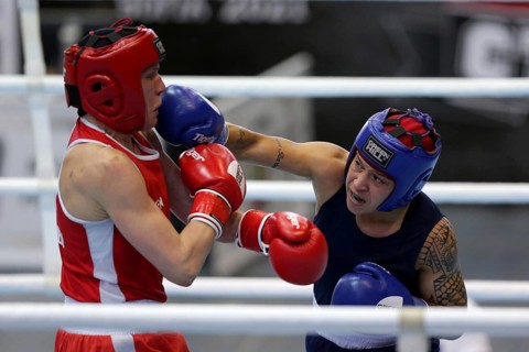 Sofia, Bulgaria. 27th February, 2021. Mira Potkonen (red) of Finland and Beatriz Ferreira of Brazil