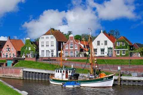 The harbour of Greetsiel in East Frisia, East Frisia, Lower Saxony, Federal Republic of Germany