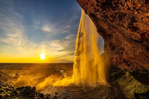 Behind Seljalandsfoss, south coast, Iceland