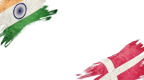 Flags of India and Denmark on White Background