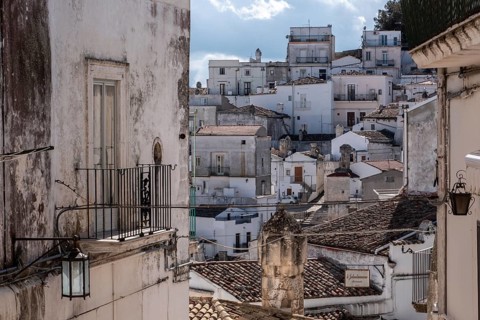 View of historic old downtown Monte Sant Angelo, Gargano Peninsula in Southern Italy