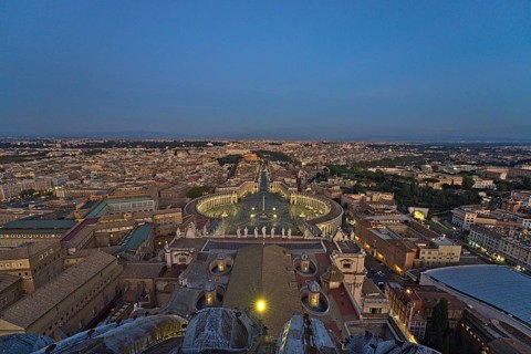 View on the Vatican and St Peters square at sunset