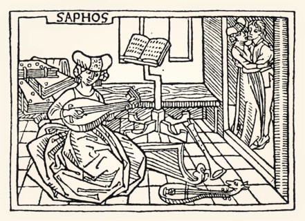Sappho, an Archaic Greek poet, De mulieribus claris, Giovanni Boccaccio, by Johann Zainer, 1473