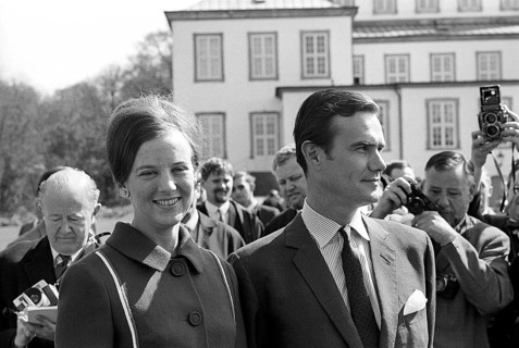 Margrethe II of Denmark. Pictured with Henri de Laborde de Monpezat at Fredensborg palace in