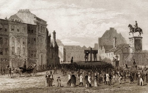 Der Pranger und die Statue von Karl I., Charing Cross, London, 18. Jahrhundert