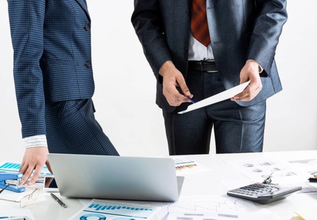 Corporate teamwork concept with businessman. Business people meeting in conference room. Idea