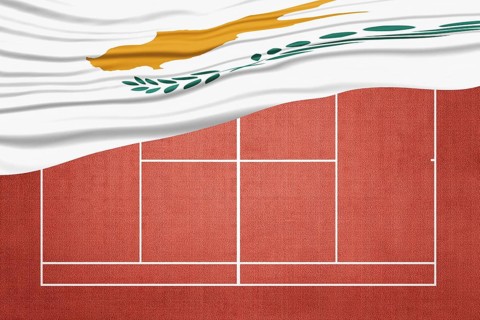 Cyprus Flag on Clay Tennis Court, Sports Symbol