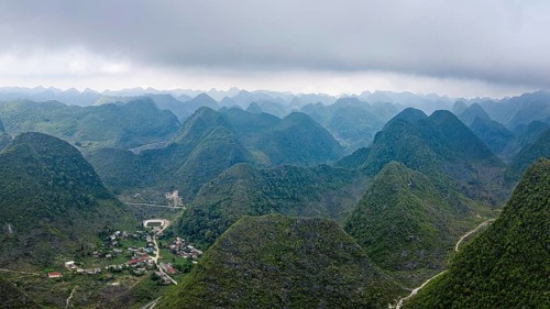 Typical Vietnamese landscape in spring with green vegetation