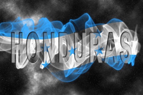 Honduras Flag with Starry Background Smoke Effect