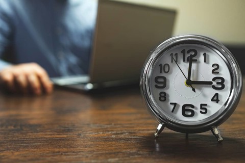The clock shows three o'clock in the afternoon. Working hours are in full swing