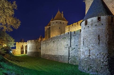 Cite de Carcassonne is a medieval citadel located in the French city of Carcassonne. Towers and wal