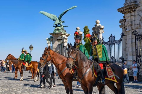 Hungarian Royal Horse Guards at Budapest Castle, Hungary