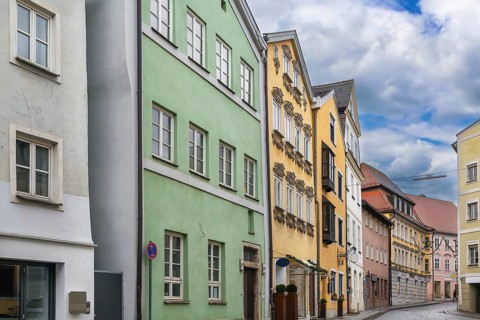 Street i with historical houses n Eichstatt, Germany