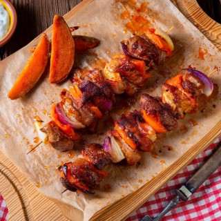 Sweet potato fries with spicy paprika shashlik