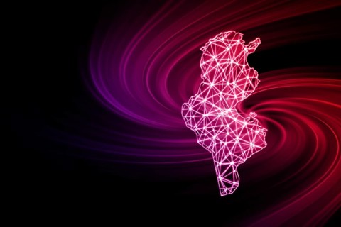 Map of Tunisia, Polygonal mesh line map, modern map