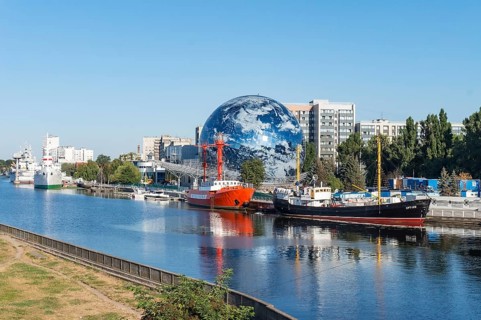Kaliningrad, Russia, September 29, 2020. Museum display ship. An exhibit of the. Embankment of the