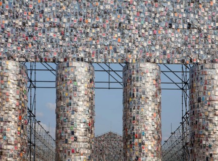 'The Parthenon of Books' by the Argentinian conceptual artist Marta Minujin, banned books,