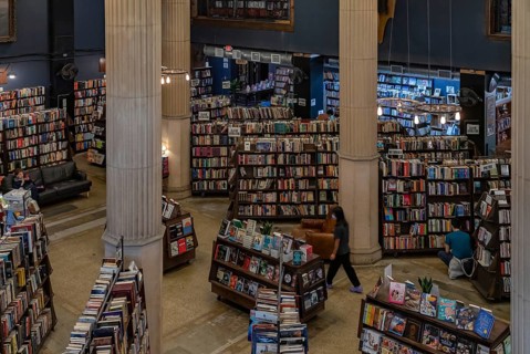 A picture of the interior of The Last Bookstore