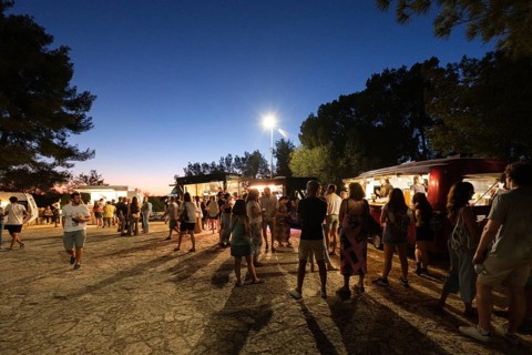 Food truck area, Trio Tanxugueiras, Sanctuary of Consolation, Sant Joan, Majorca, Spain