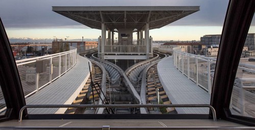 Italy Venice PEOPLE MOVER -408 level funicular railway Marittima middle station with special switch