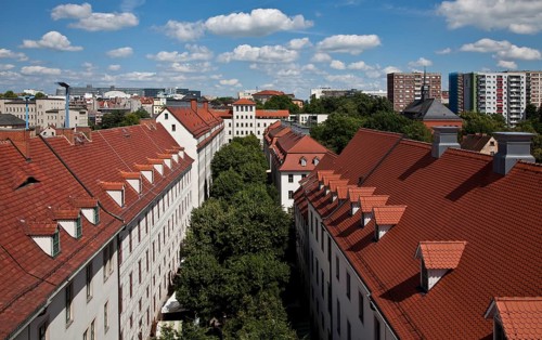 Hall S Francke Foundations 55447, Lindenhof seen from the balcony of the main building to the east