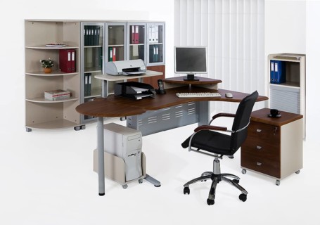Office furniture on white background, Novosibirsk, Russia