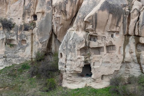 A picture of the rocky facades of the Goreme Historical National Park near the Goreme Open Air