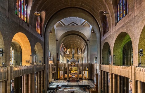Interior of the Basilica in Art deco style, Basilica of the Sacred Heart, Koekelberg